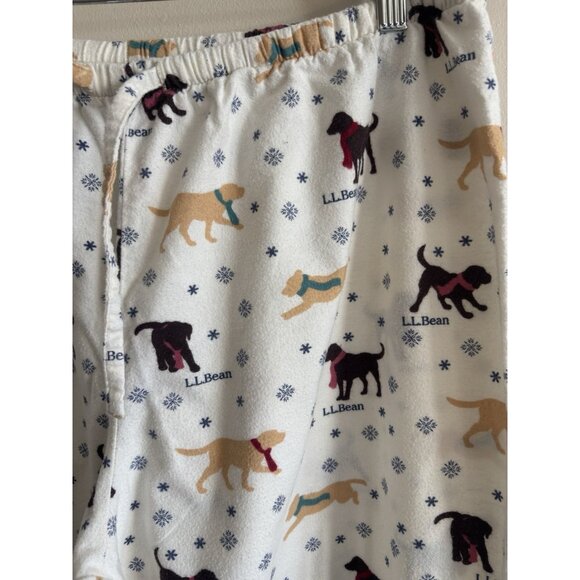 LL Bean Pajama Flannel Pants Medium Dog Lab Christmas Drawstring Waist - Picture 2 of 10